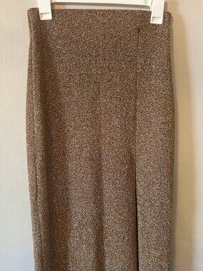 Mumu Gold Textured midi skirt